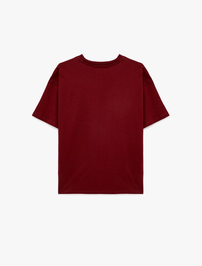  Rahat Kalıp Kısa Kollu Bisiklet Yaka Baskılı Pamuklu Ayıcıklı Tişört