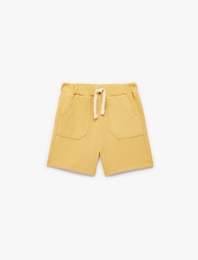 Pamuklu Beli Bağcıklı Cep Detaylı Şort