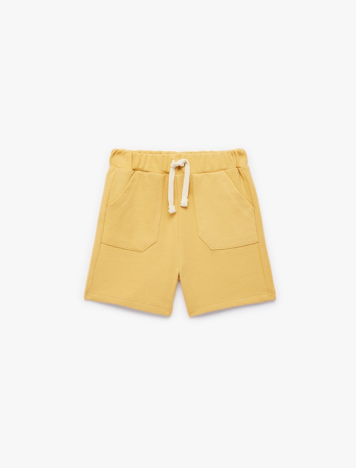 Erkek Bebek Pamuklu Beli Bağcıklı Cep Detaylı Şort