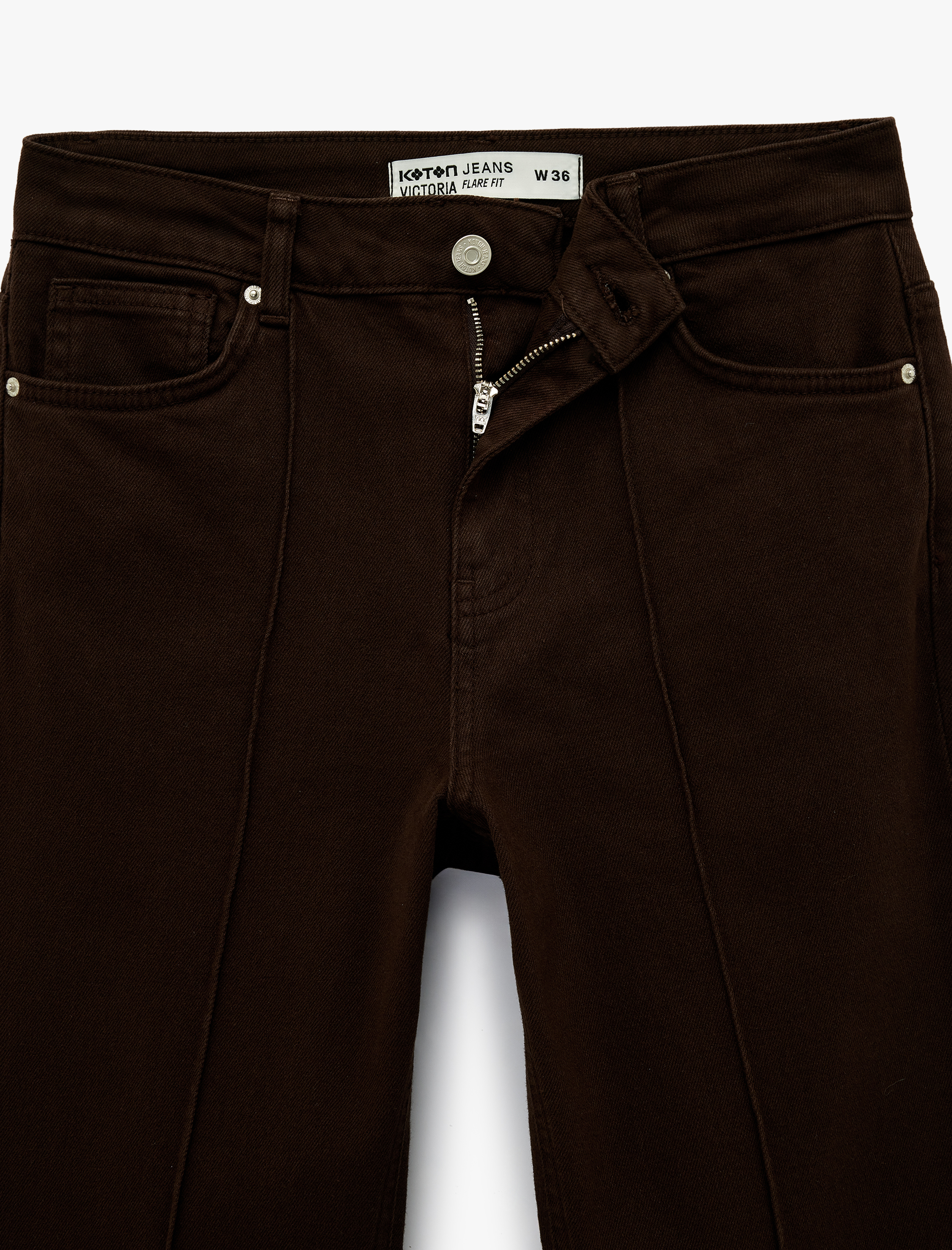   Pamuklu Cepli Düğmeli Dar Kesim İspanyol Paça Denim Pantolon - Flare Jeans