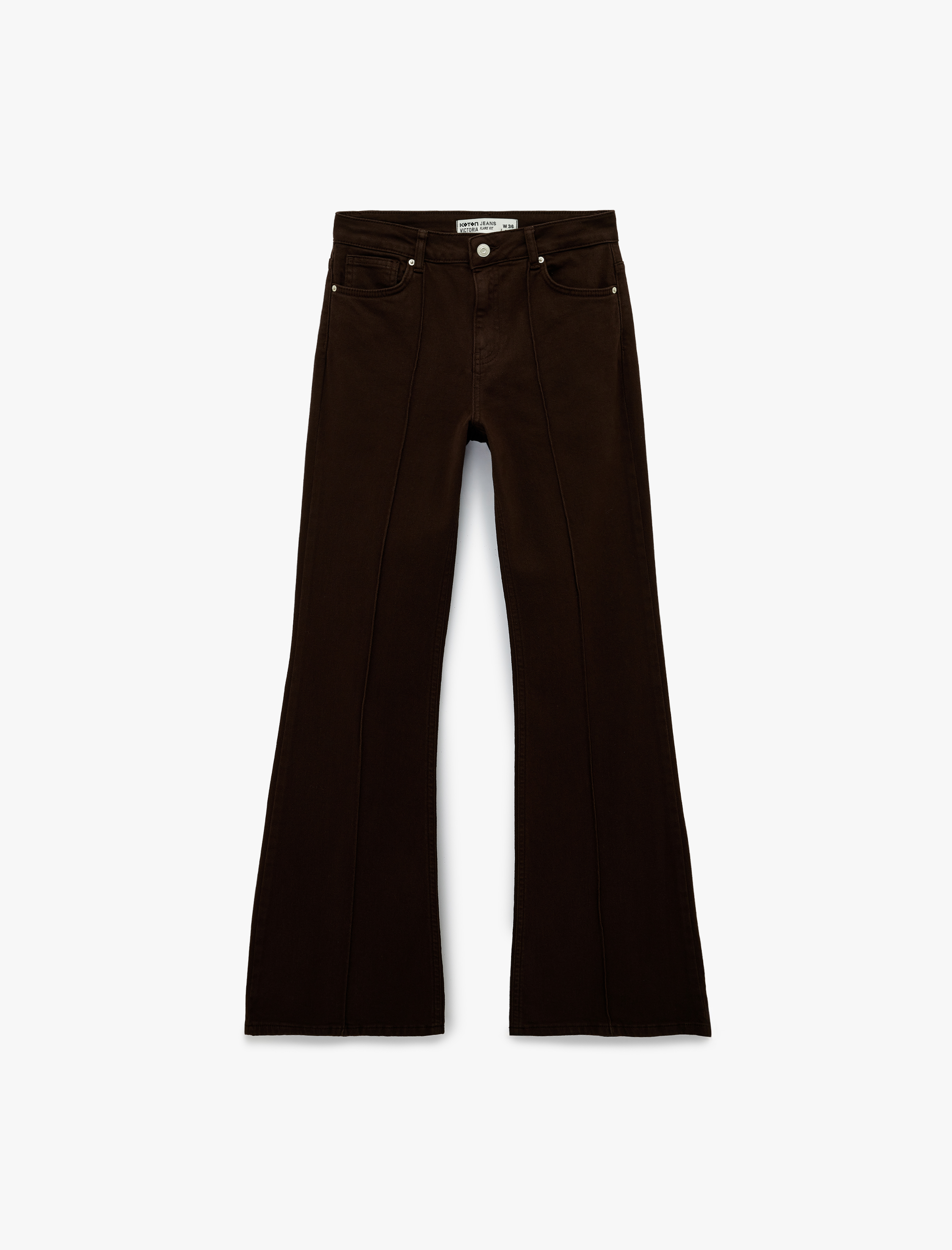   Pamuklu Cepli Düğmeli Dar Kesim İspanyol Paça Denim Pantolon - Flare Jeans