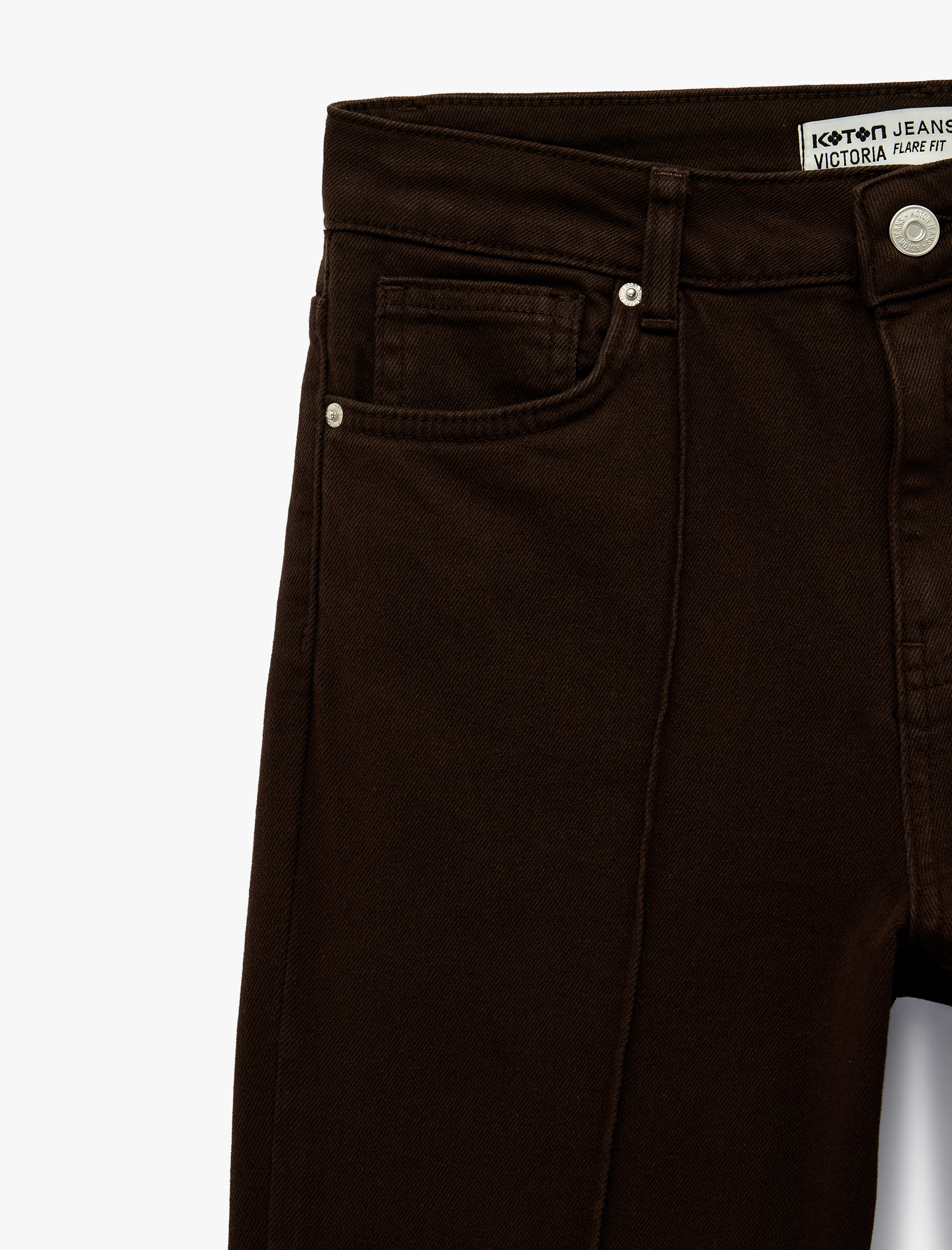   Pamuklu Cepli Düğmeli Dar Kesim İspanyol Paça Denim Pantolon - Flare Jeans