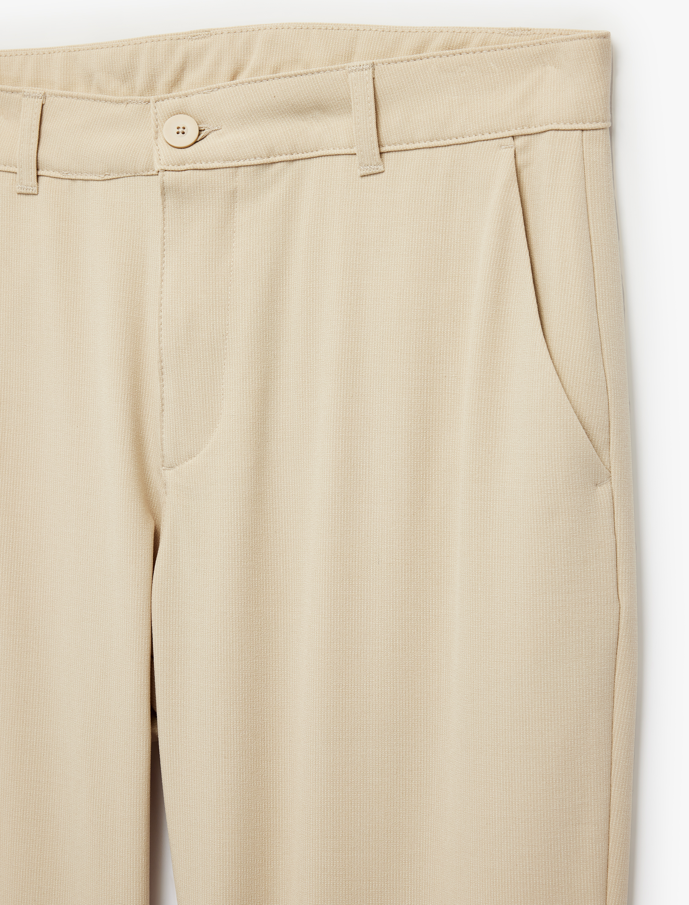   Regular Fit Düğmeli Cepli Viskon Karışımlı Kumaş Pantolon