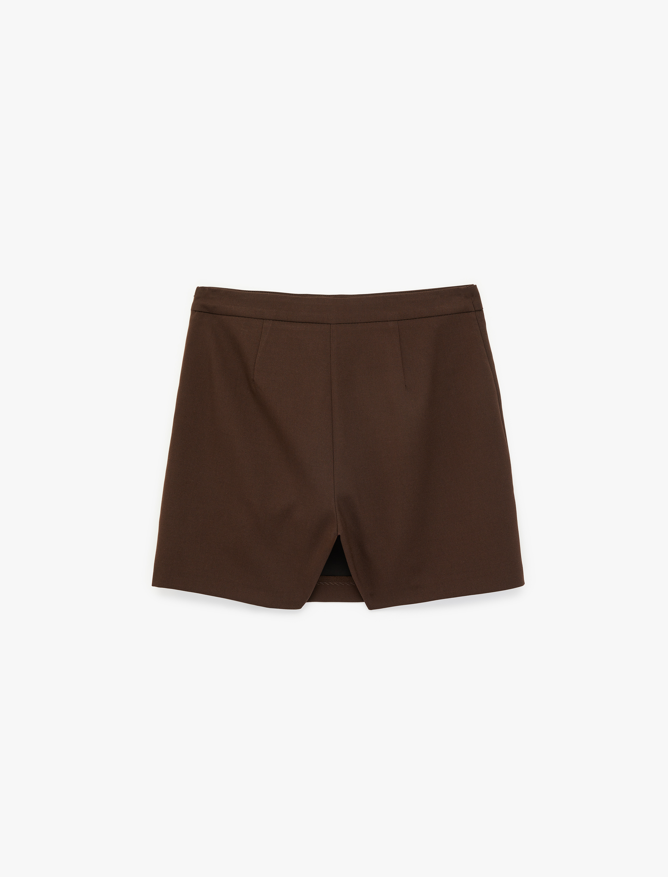   Yüksek Bel Cep Detaylı Viskon Karışımlı Mini Şort Etek