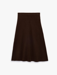 Yumuşak Dokulu Dikiş Detaylı Midi Boy Etek