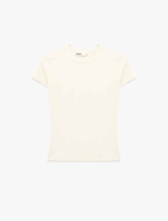  Slim Fit Kısa Kollu Bisiklet Yaka Pamuklu Tişört