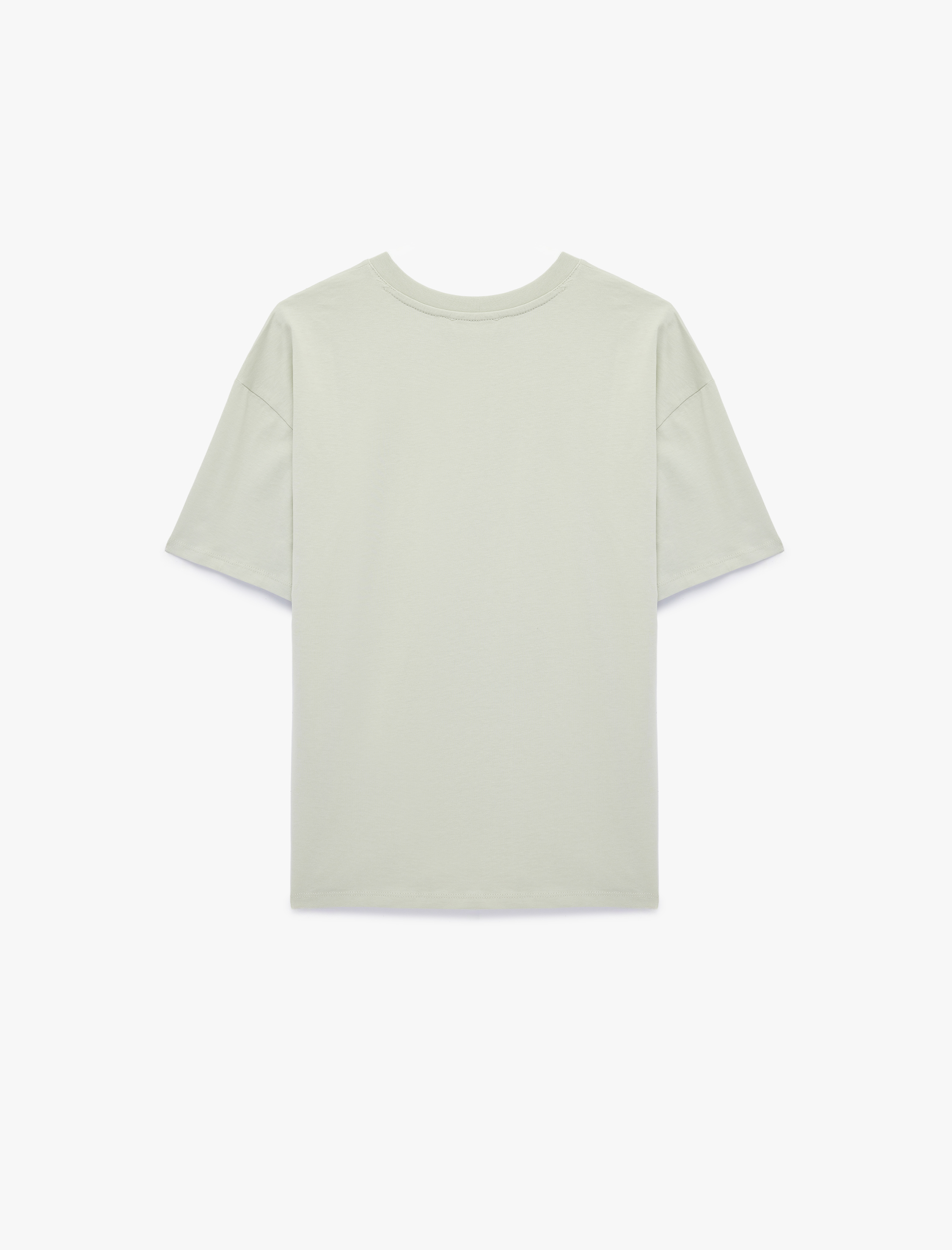   Rahat Kalıp Kısa Kollu Baskılı Pamuklu Bisiklet Yaka Ayıcıklı Tişört