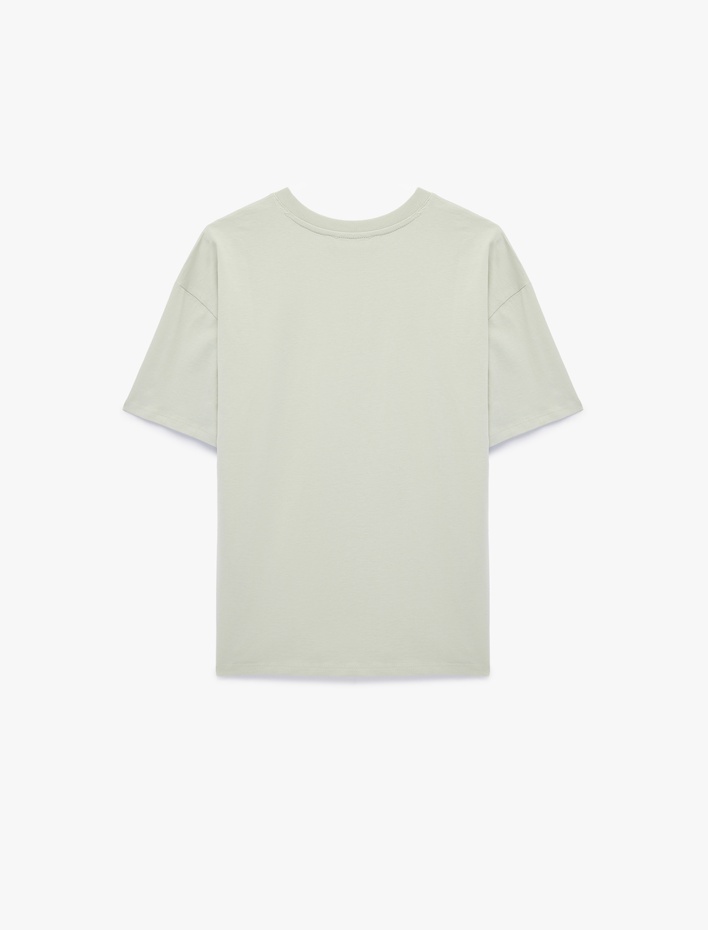  Rahat Kalıp Kısa Kollu Baskılı Pamuklu Bisiklet Yaka Ayıcıklı Tişört