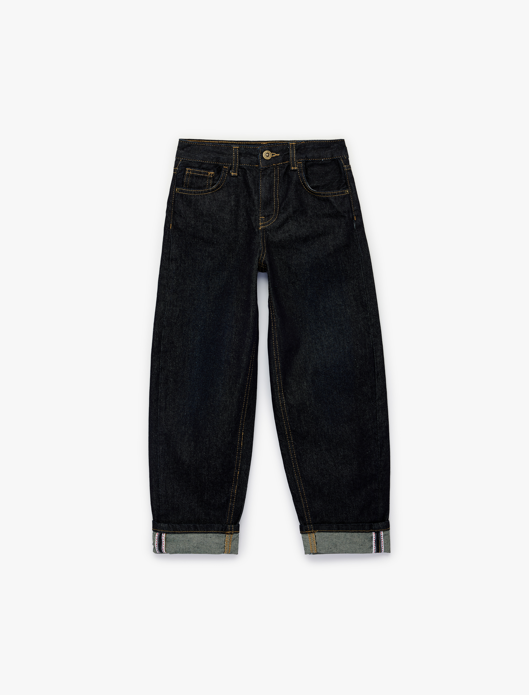  Erkek Çocuk Pamuklu Katlamalı Paçalı Denim Pantolon