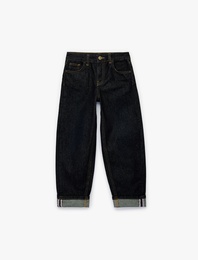 Pamuklu Katlamalı Paçalı Denim Pantolon