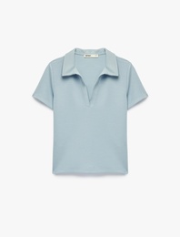 Regular Fit Kısa Kollu Kesik Polo Yaka Tişört