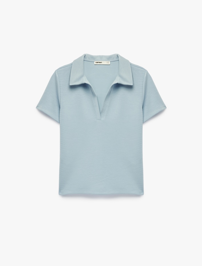  Regular Fit Kısa Kollu Kesik Polo Yaka Tişört