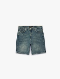 Rahat Kalıp Pamuklu Bermuda Jean Şort