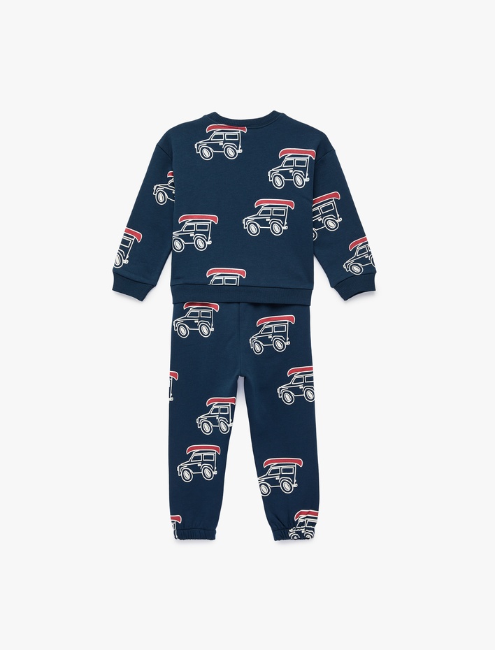 Erkek Bebek Araba Baskılı Pamuklu Eşofman Takımı -  2'li Set