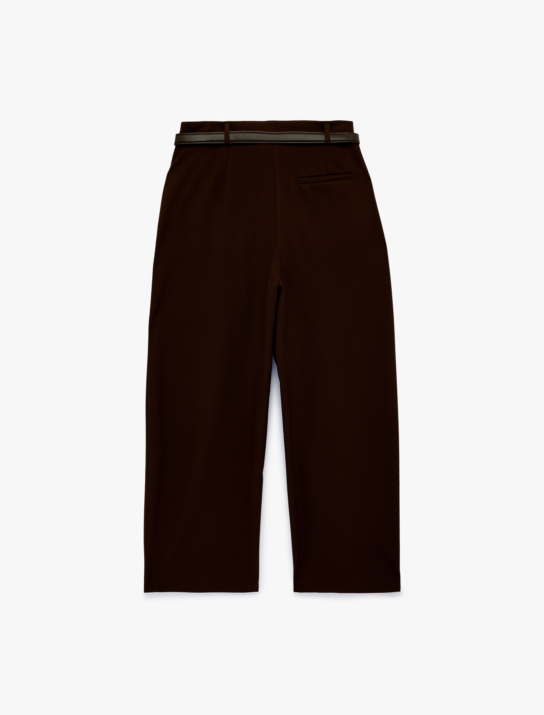   Cepli Pileli Kemerli Geniş Paça Kumaş Pantolon