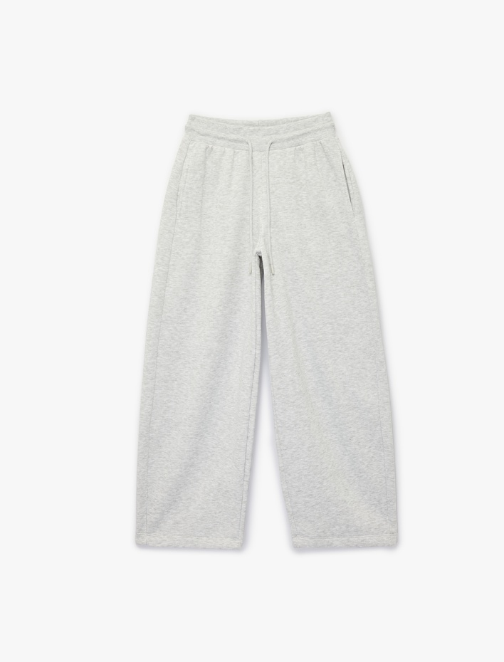  Üç İplik Şardonlu Cepli Beli Bağcıklı Jogger Eşofman Altı