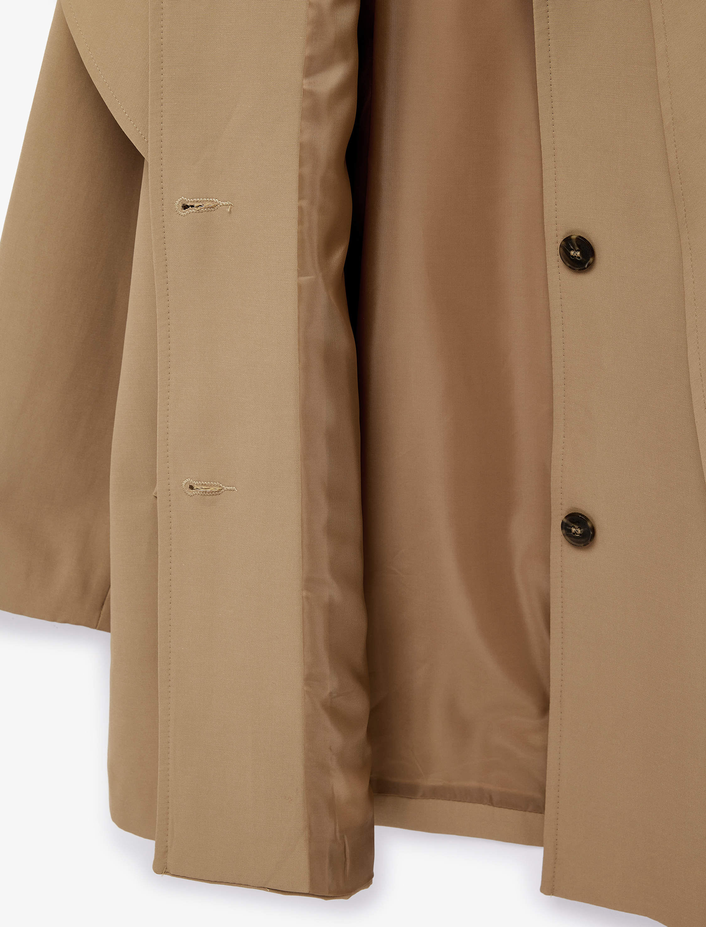   Gabardin Kumaş Uzun Kollu Cepli Düğmeli Pelerin Detaylı Oversize Trençkot