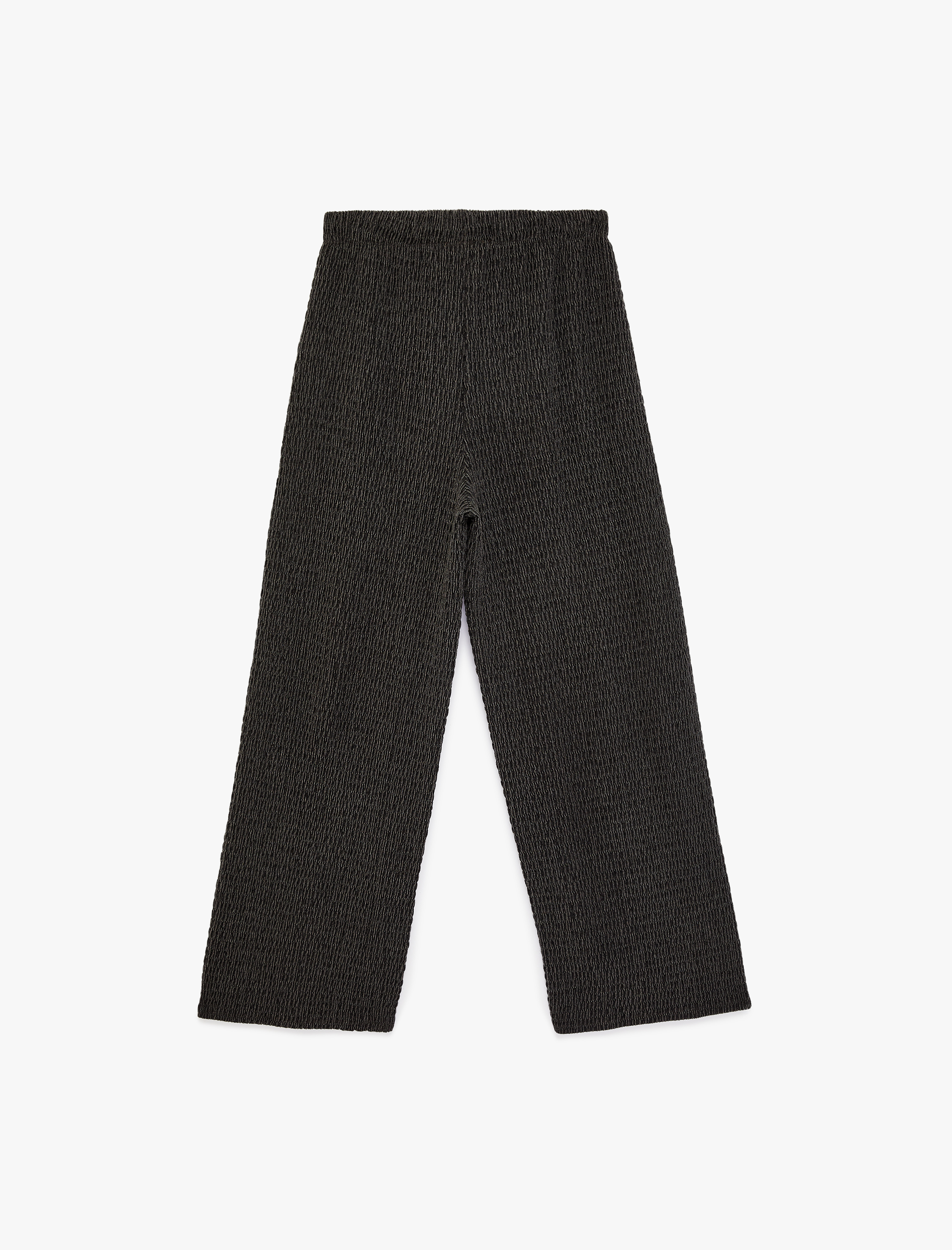   Bürümcük Kumaş Beli Bağlamalı Uzun Geniş Paça Pantolon