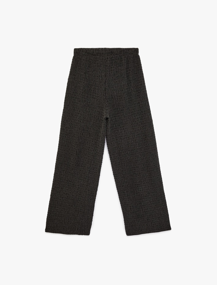  Bürümcük Kumaş Beli Bağlamalı Uzun Geniş Paça Pantolon