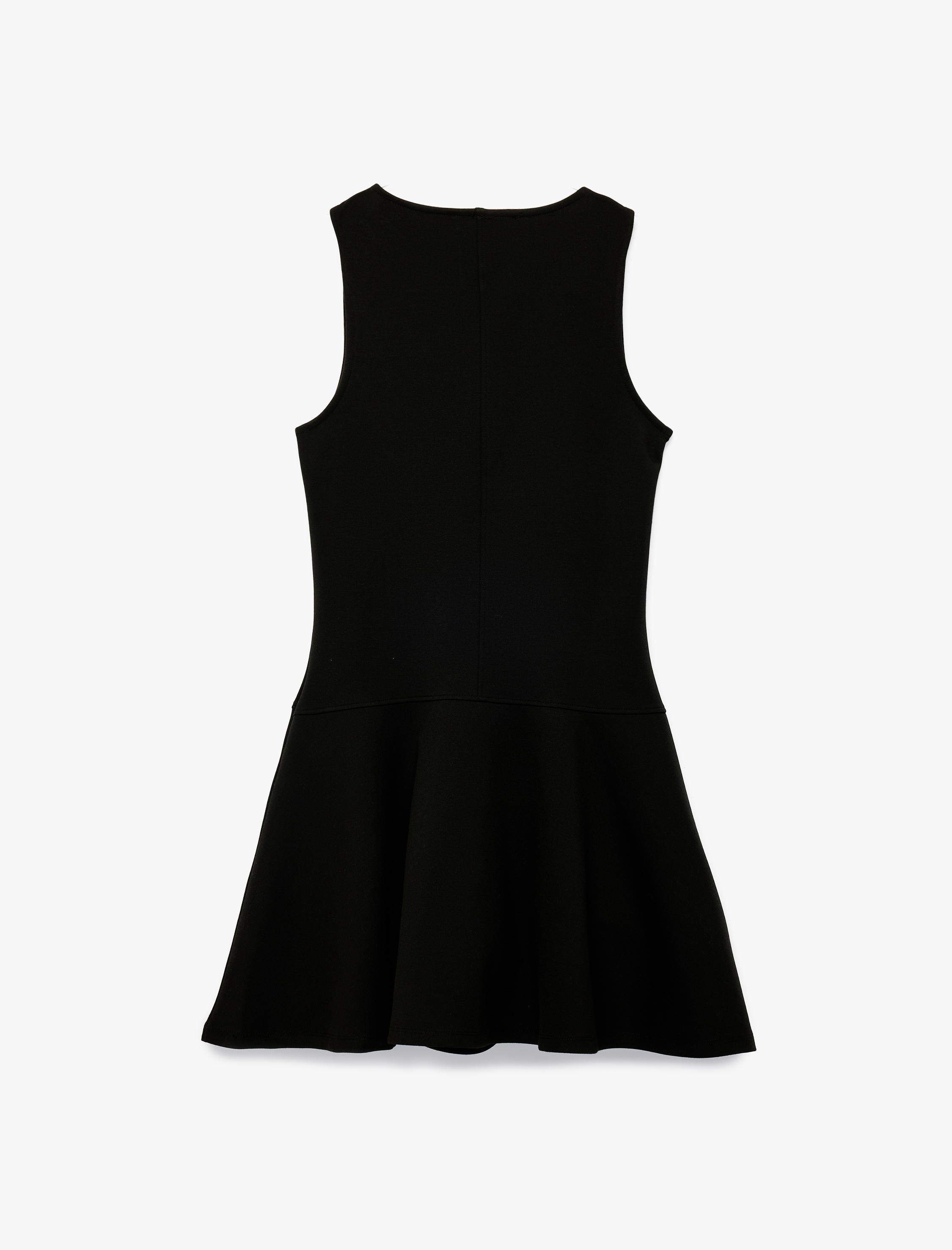   Yuvarlak Yaka Kolsuz Kloş Mini Elbise