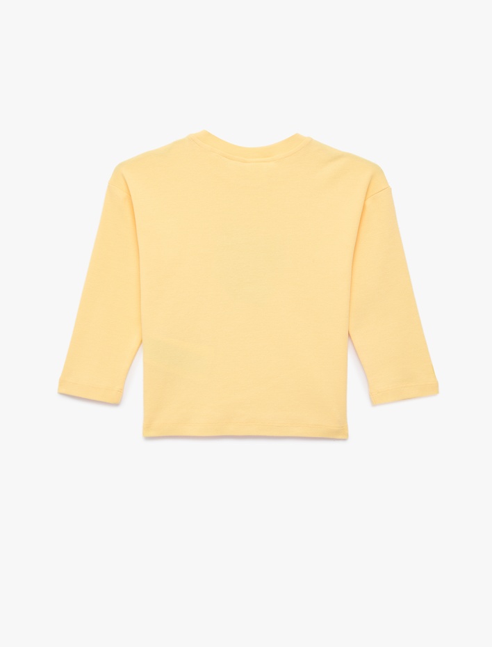 Erkek Bebek Pamuklu Uzun Kollu Bisiklet Yaka Baskılı Tişört