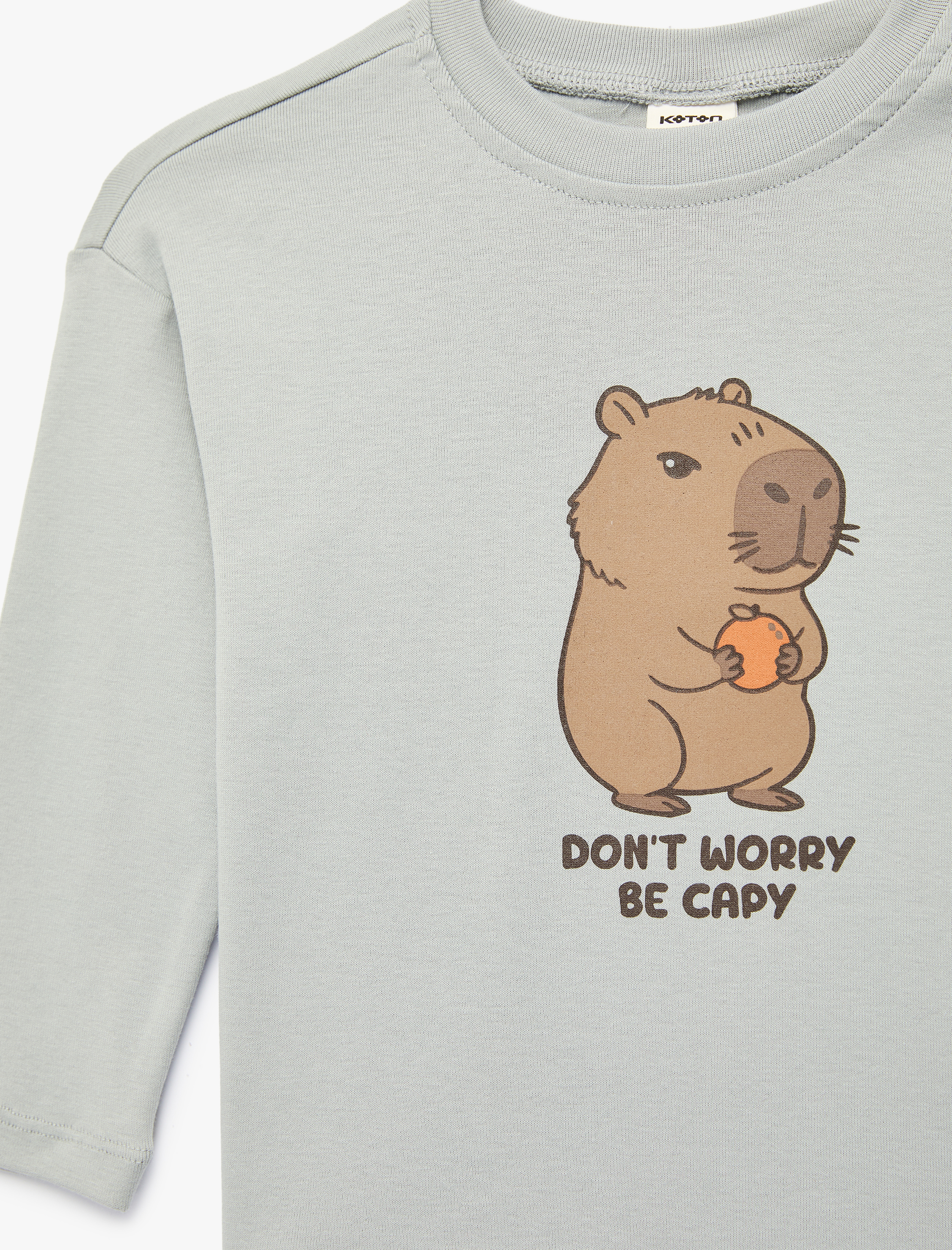  Erkek Bebek Pamuklu Uzun Kollu Bisiklet Yaka Kapiara Baskılı Tişört