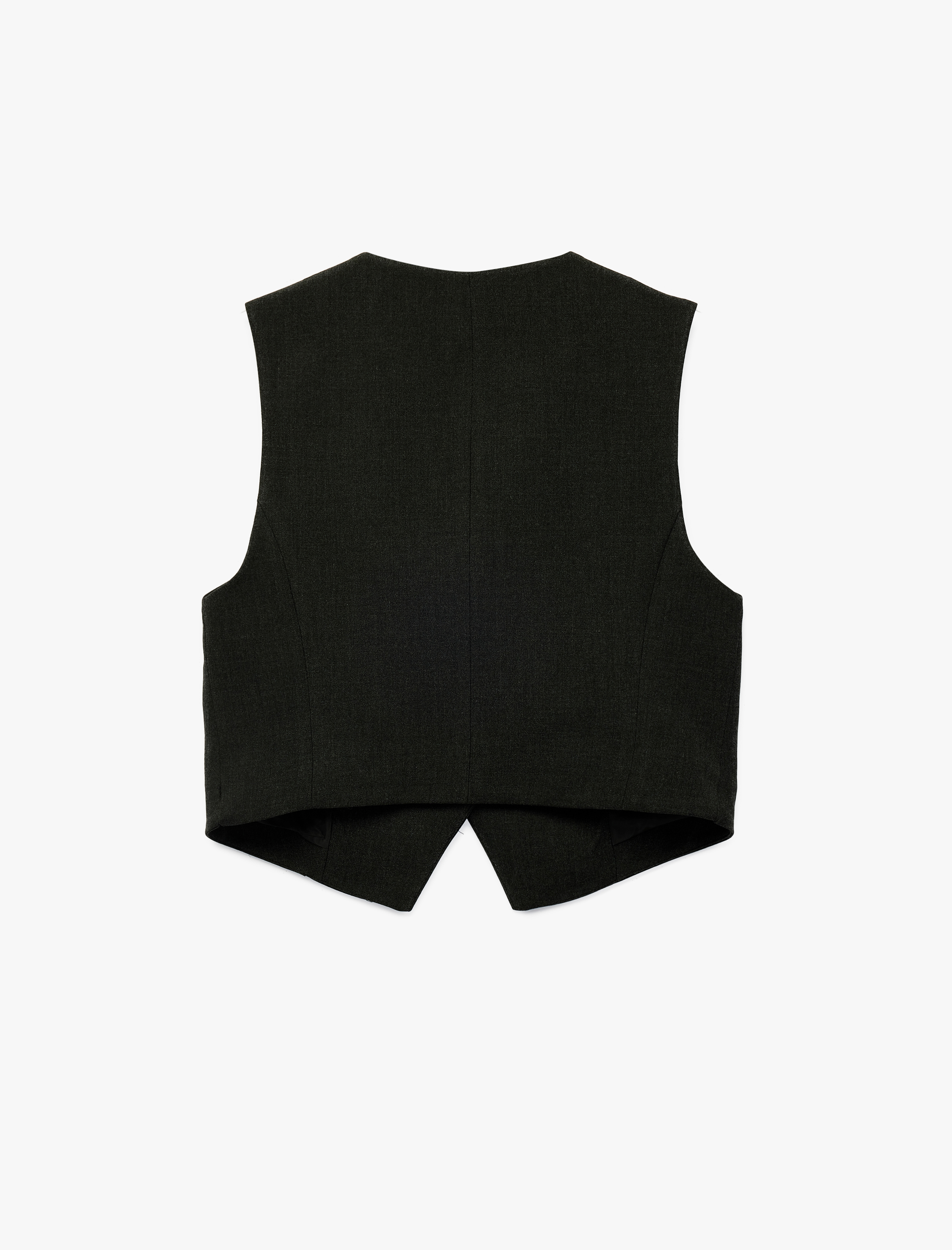   Regular Fit Asimetrik Kesim Düğmeli Bisiklet Yaka Yelek