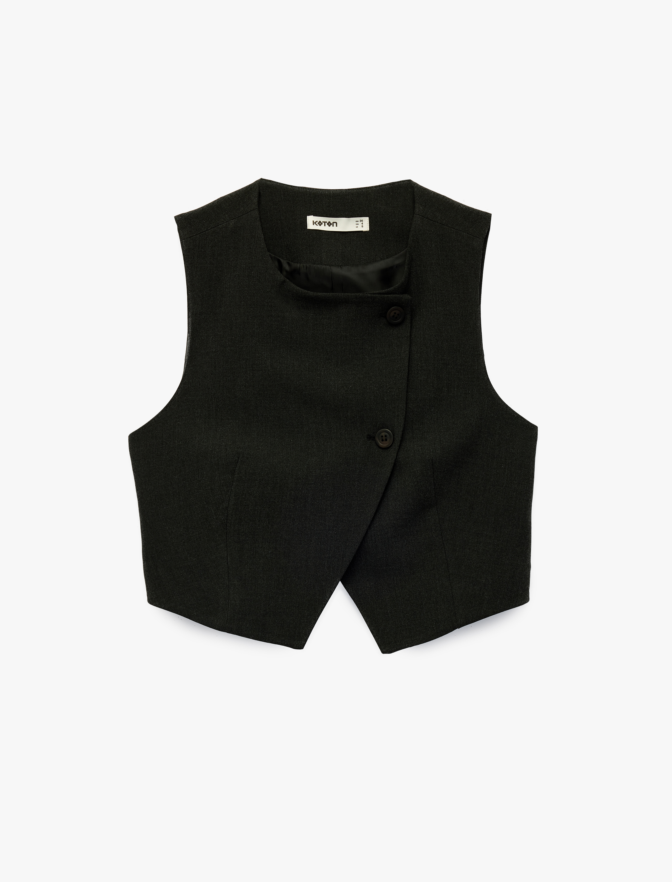   Regular Fit Asimetrik Kesim Düğmeli Bisiklet Yaka Yelek