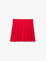 Beli Ayarlanabilir Lastikli Pileli Diz Üstü Basic Etek