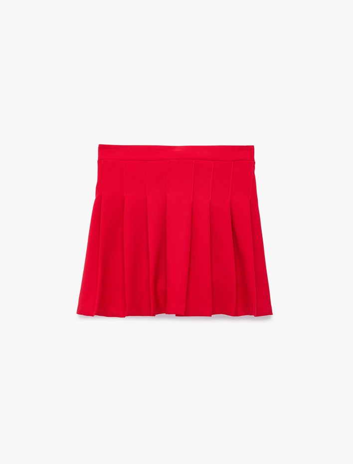 Kız Çocuk Beli Ayarlanabilir Lastikli Pileli Diz Üstü Basic Etek