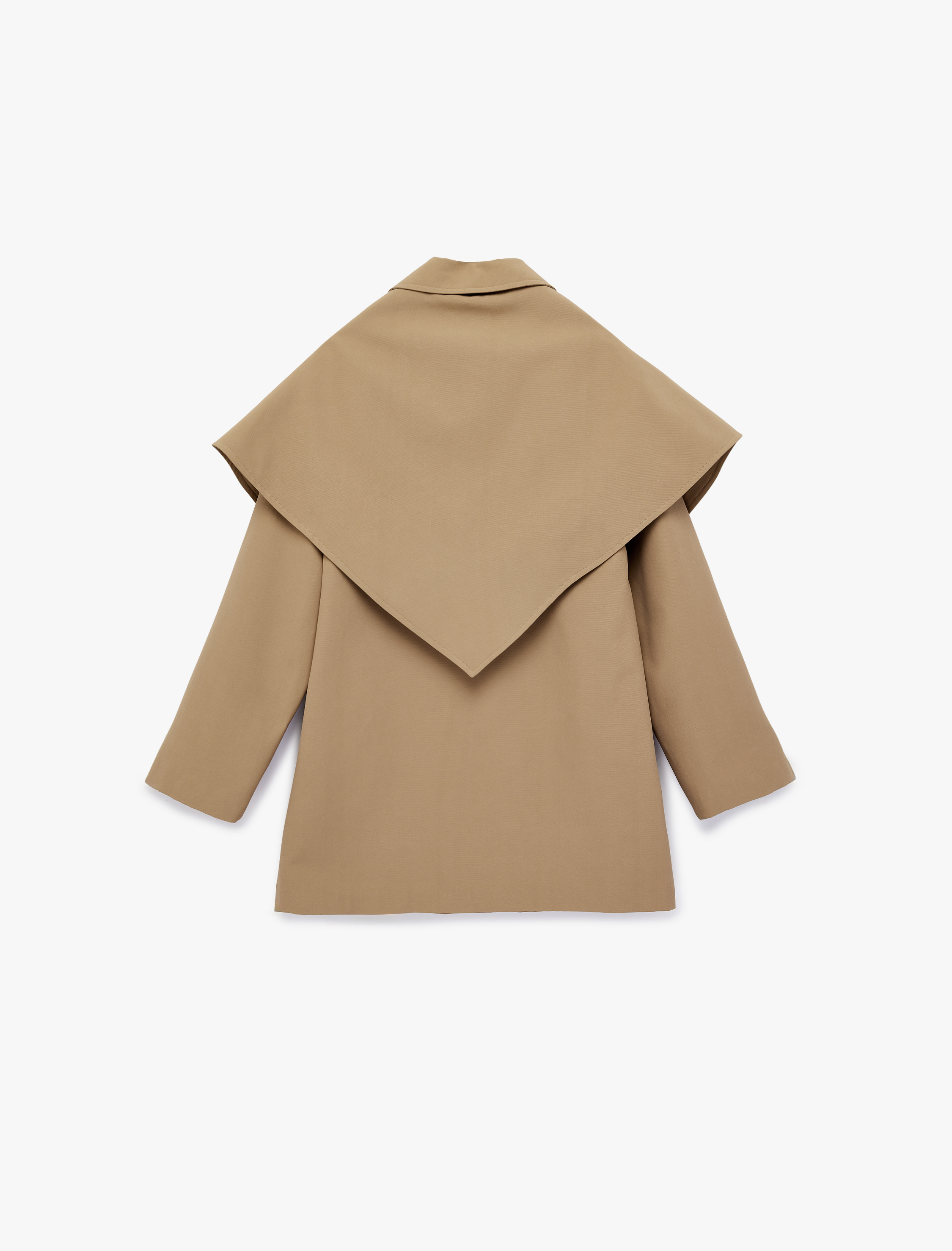   Gabardin Kumaş Uzun Kollu Cepli Düğmeli Pelerin Detaylı Oversize Trençkot