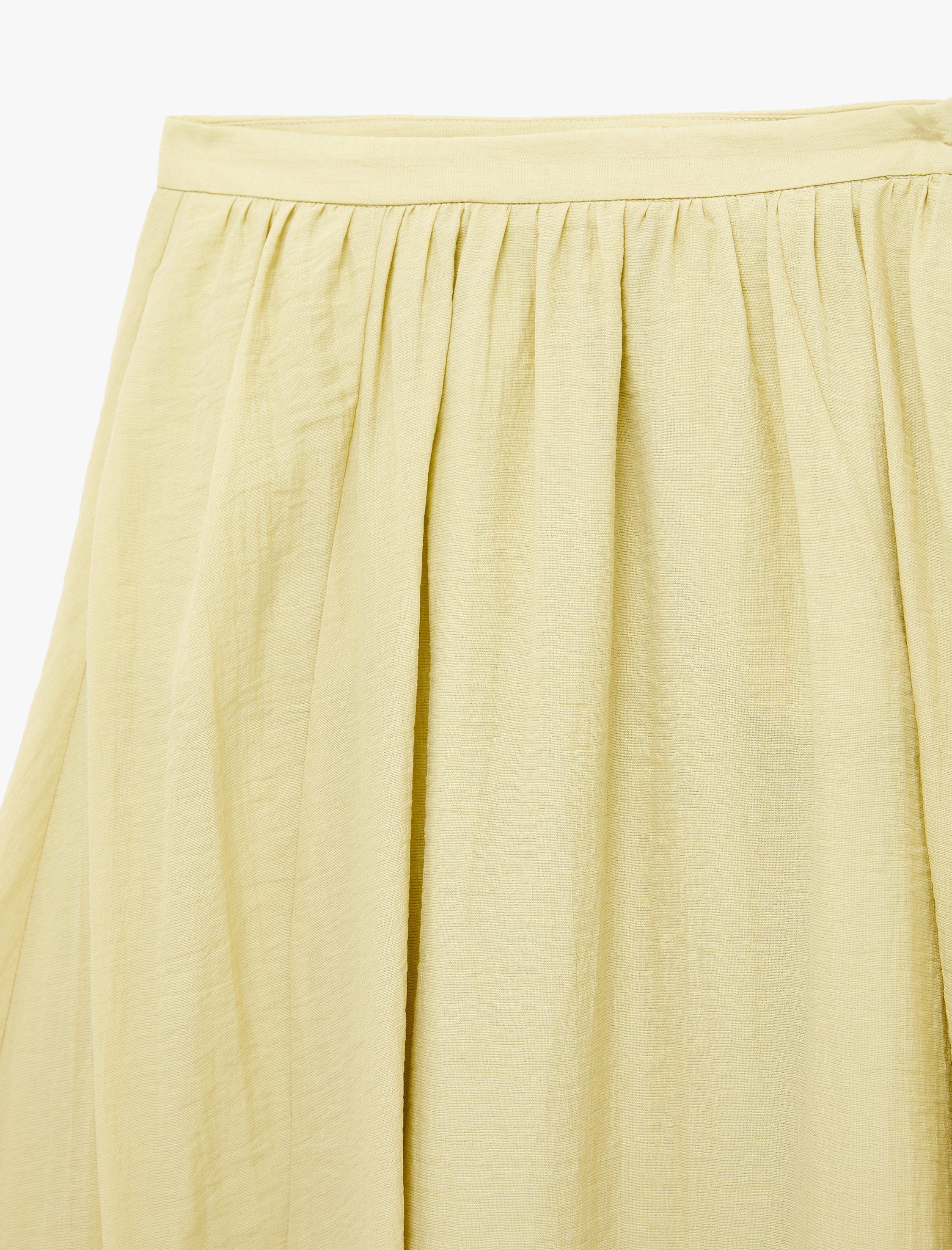   Viskon Kumaş Pile Detaylı Cepli Çan Kesim Midi Etek