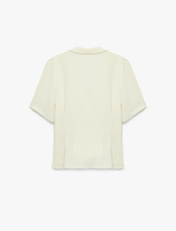  Regular Fit Düğmeli Kısa Kollu Kruvaze Yaka Gömlek