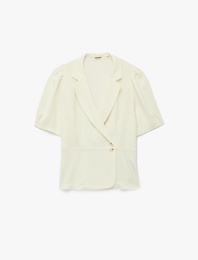 Regular Fit Düğmeli Kısa Kollu Kruvaze Yaka Gömlek