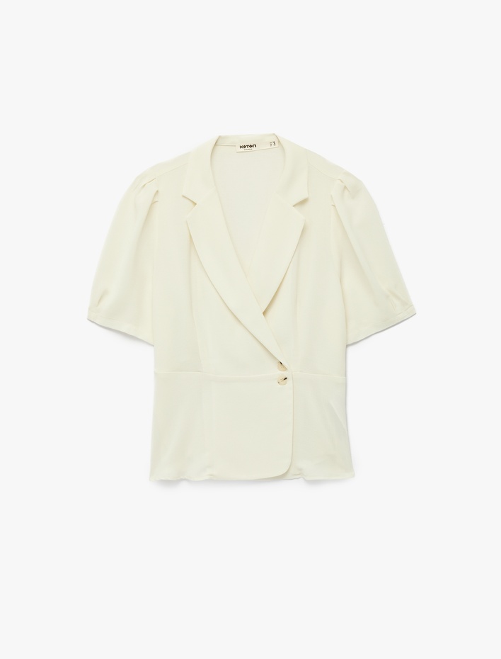  Regular Fit Düğmeli Kısa Kollu Kruvaze Yaka Gömlek