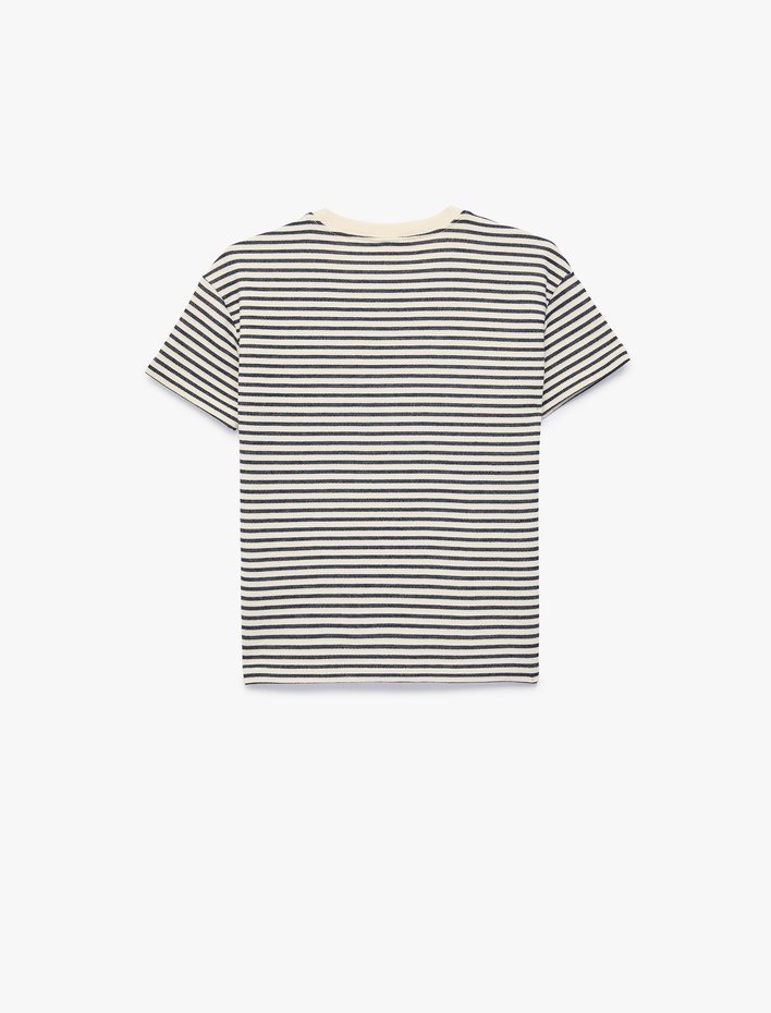 Erkek Bebek Pamuklu Uzun Kollu Bisiklet Yaka Çizgili Tişört