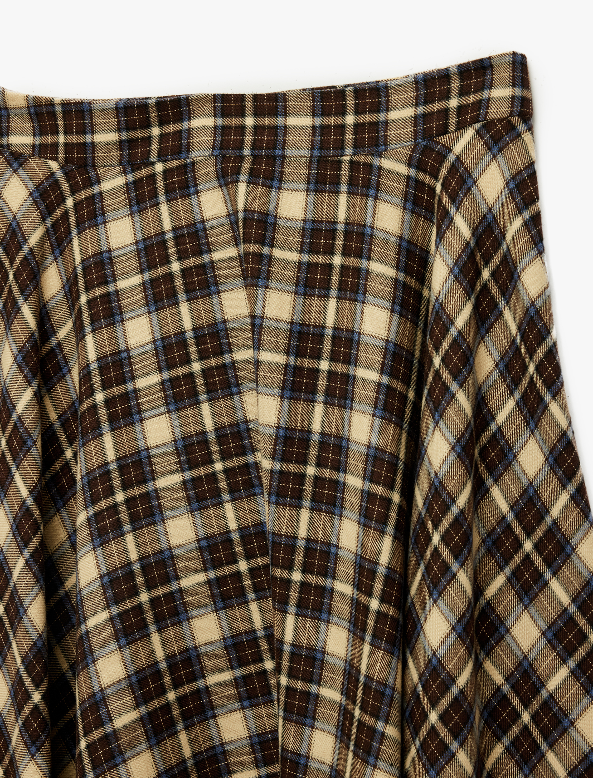   Normal Bel Asimetrik Kesim Ekoseli Midi Etek