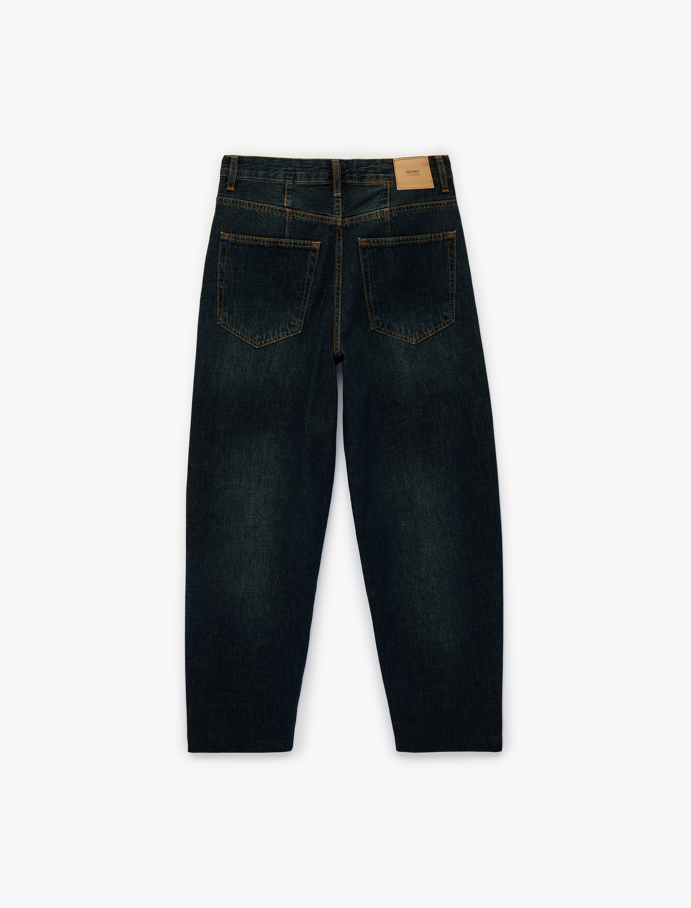   Pamuklu Düğmeli Cepli Normal Bel Düz Paça Denim Pantolon - Tapered Fit Jean