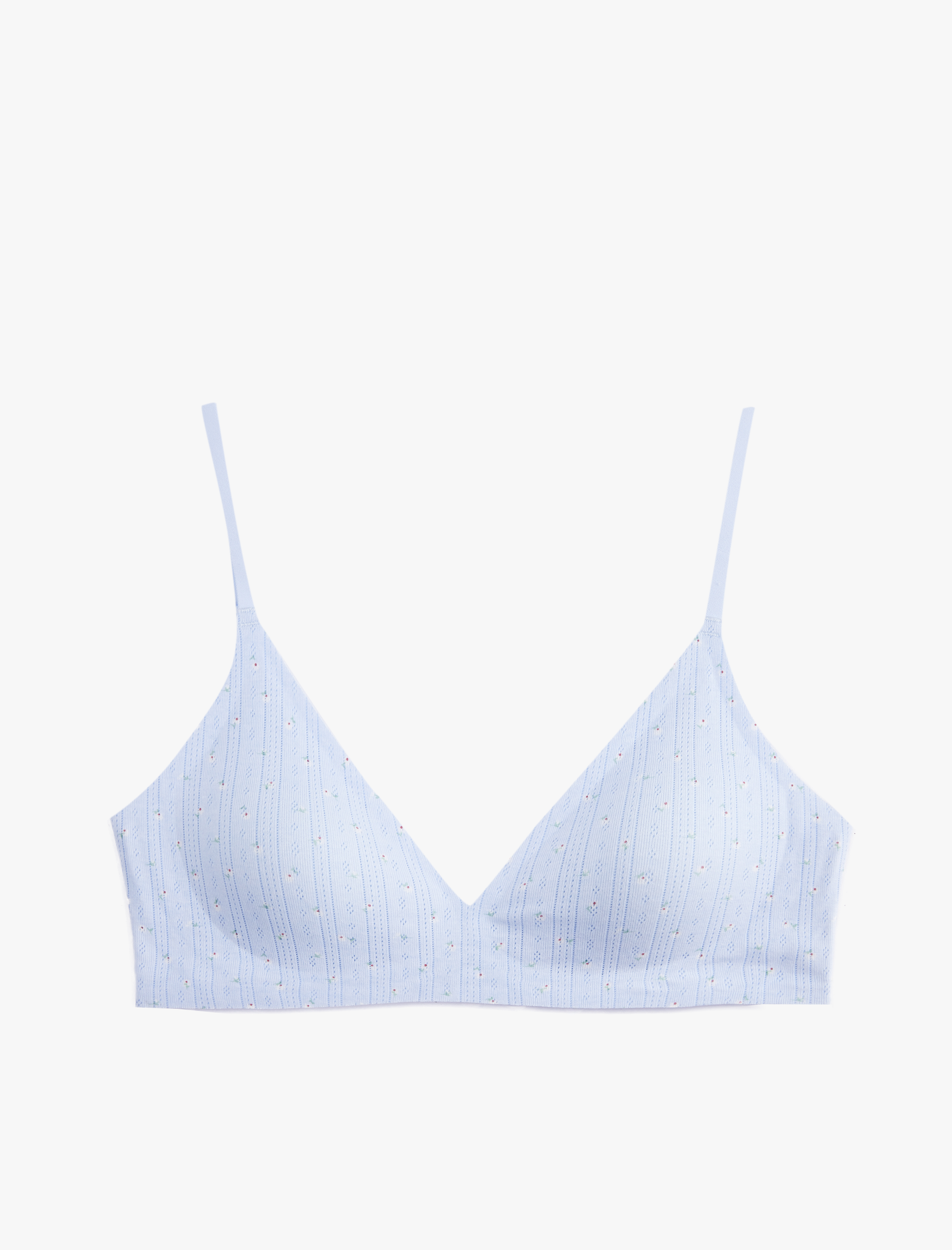   Balensiz Dolgusuz Pamuklu Dokulu Çiçekli Sütyen