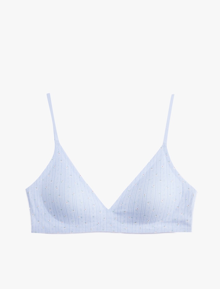  Balensiz Dolgusuz Pamuklu Dokulu Çiçekli Sütyen