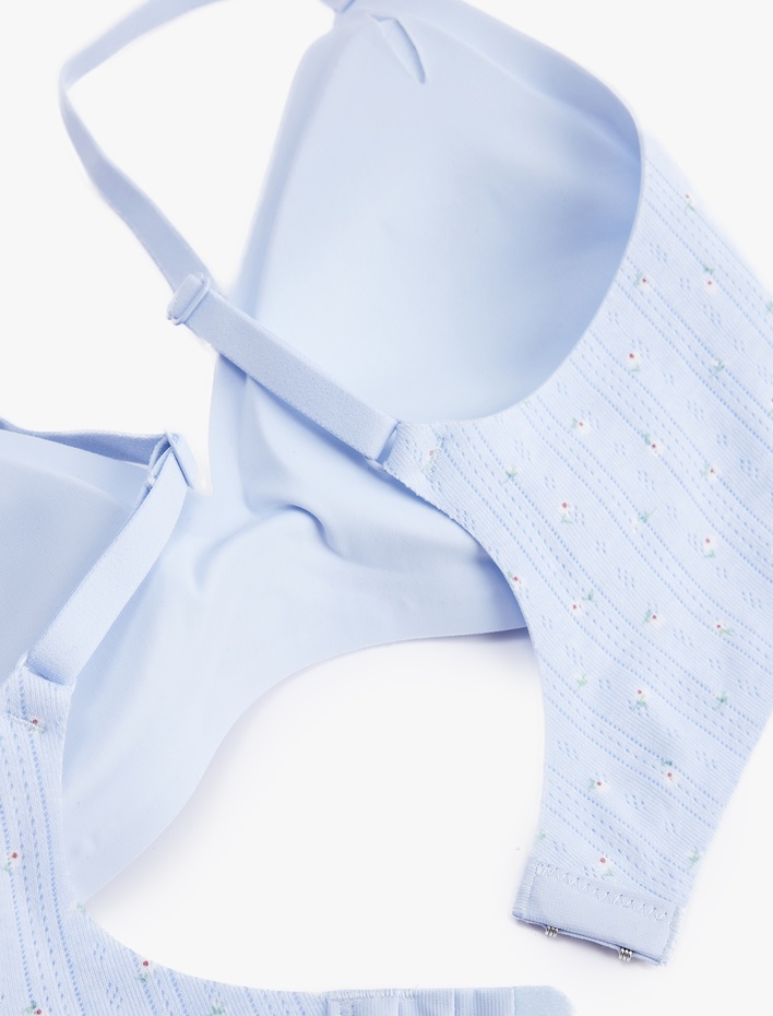  Balensiz Dolgusuz Pamuklu Dokulu Çiçekli Sütyen