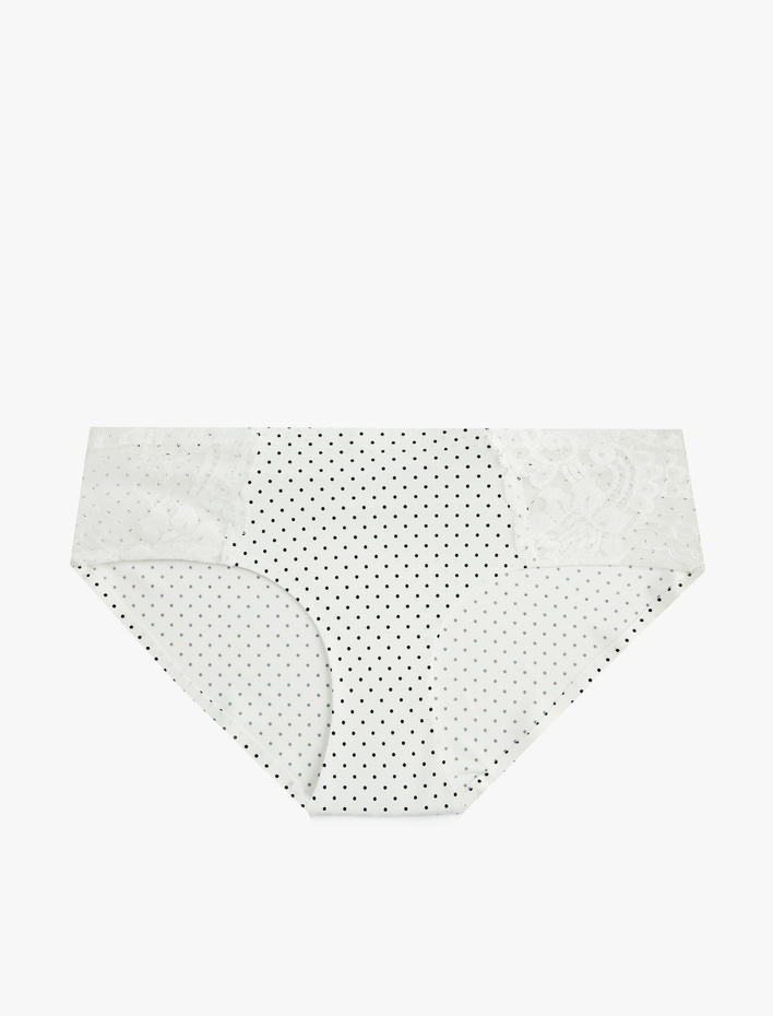  Rahat Kalıp Çiçekli Dantel Detaylı Yüksek Bel Hipster Külot