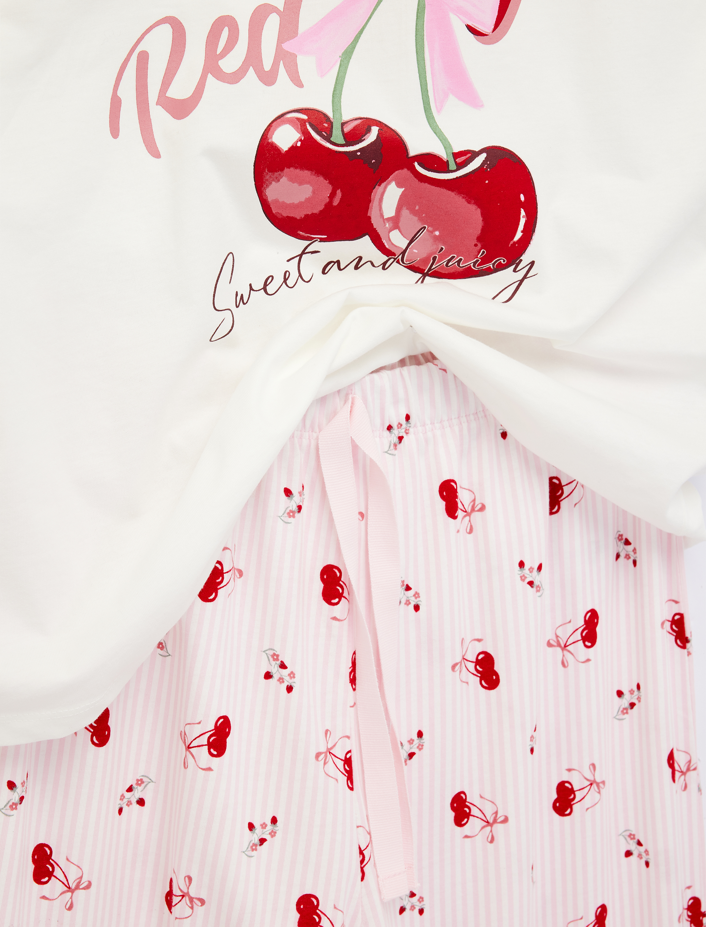   Baskılı Rahat Kalıp Kısa Kollu Bisiklet Yaka Pijama Takımı