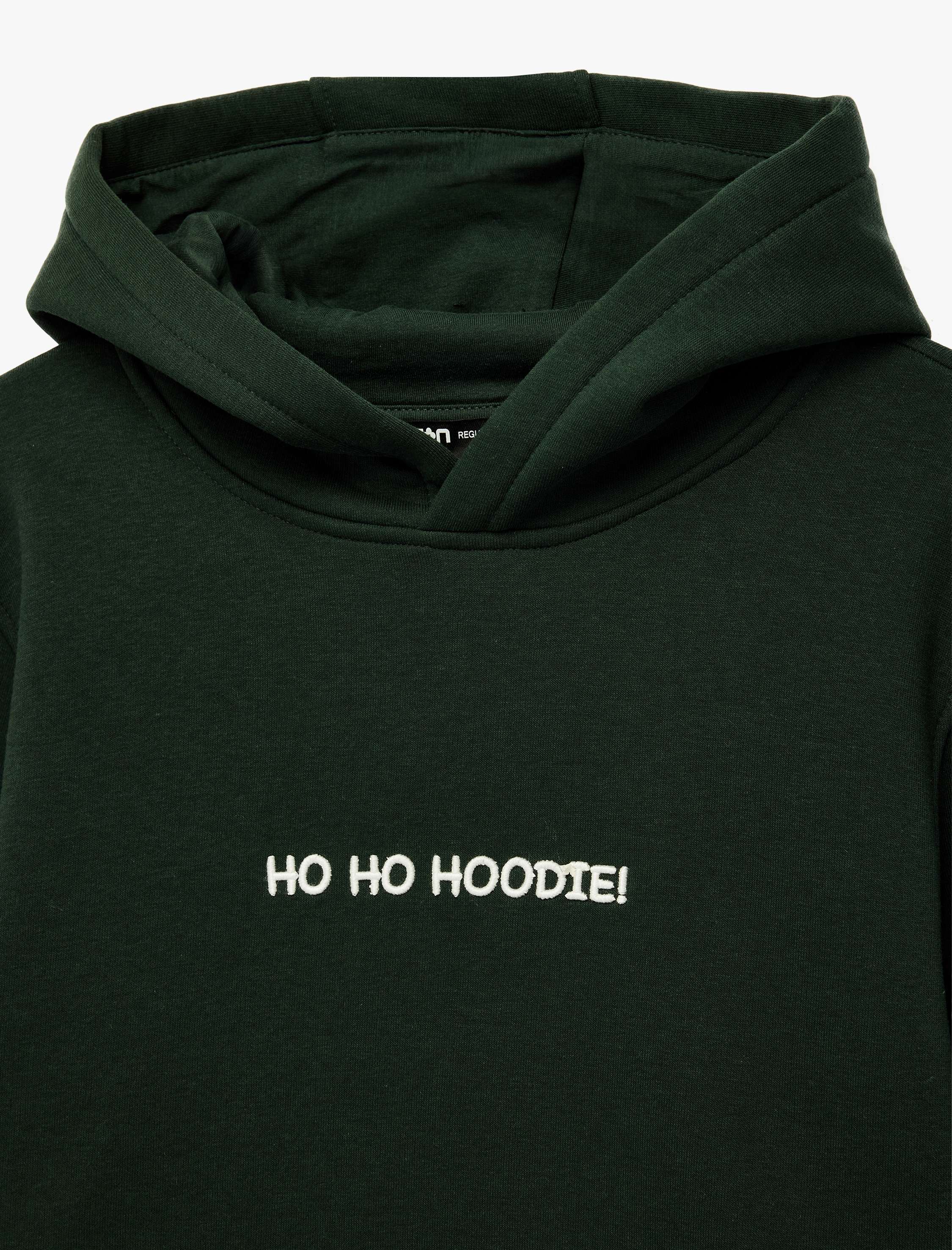   Uzun Kollu Kanguru Cepli Şardonlu Yılbaşı Temalı Nakışlı Kapşonlu Sweatshirt
