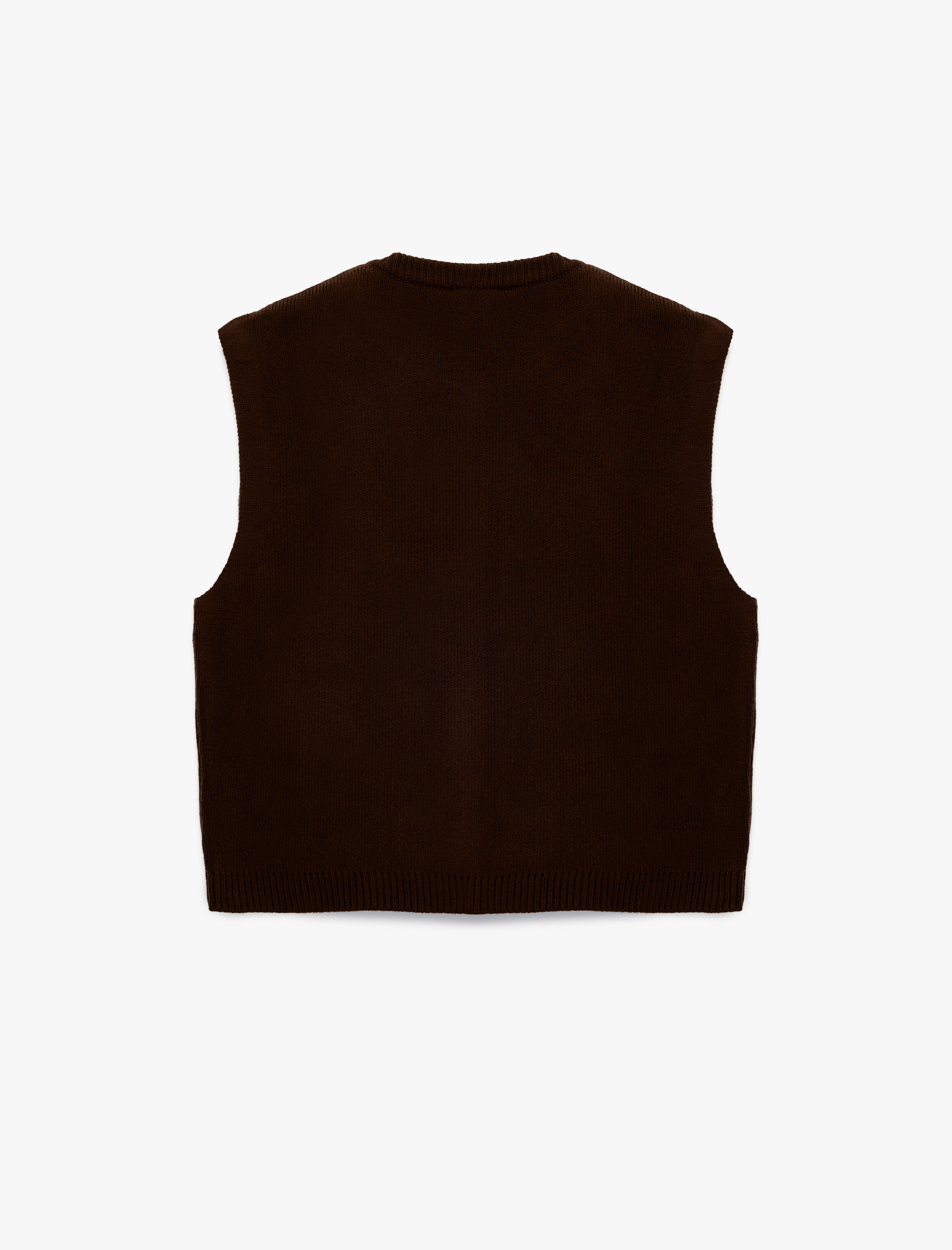   Düğmeli Kolsuz Kolej Yaka Triko Yelek