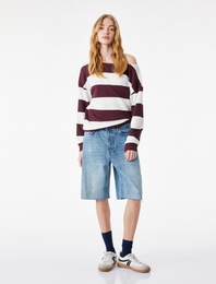 Rahat Kalıp Modal Karışımlı Omzu Açık Kayık Yaka Sweatshirt