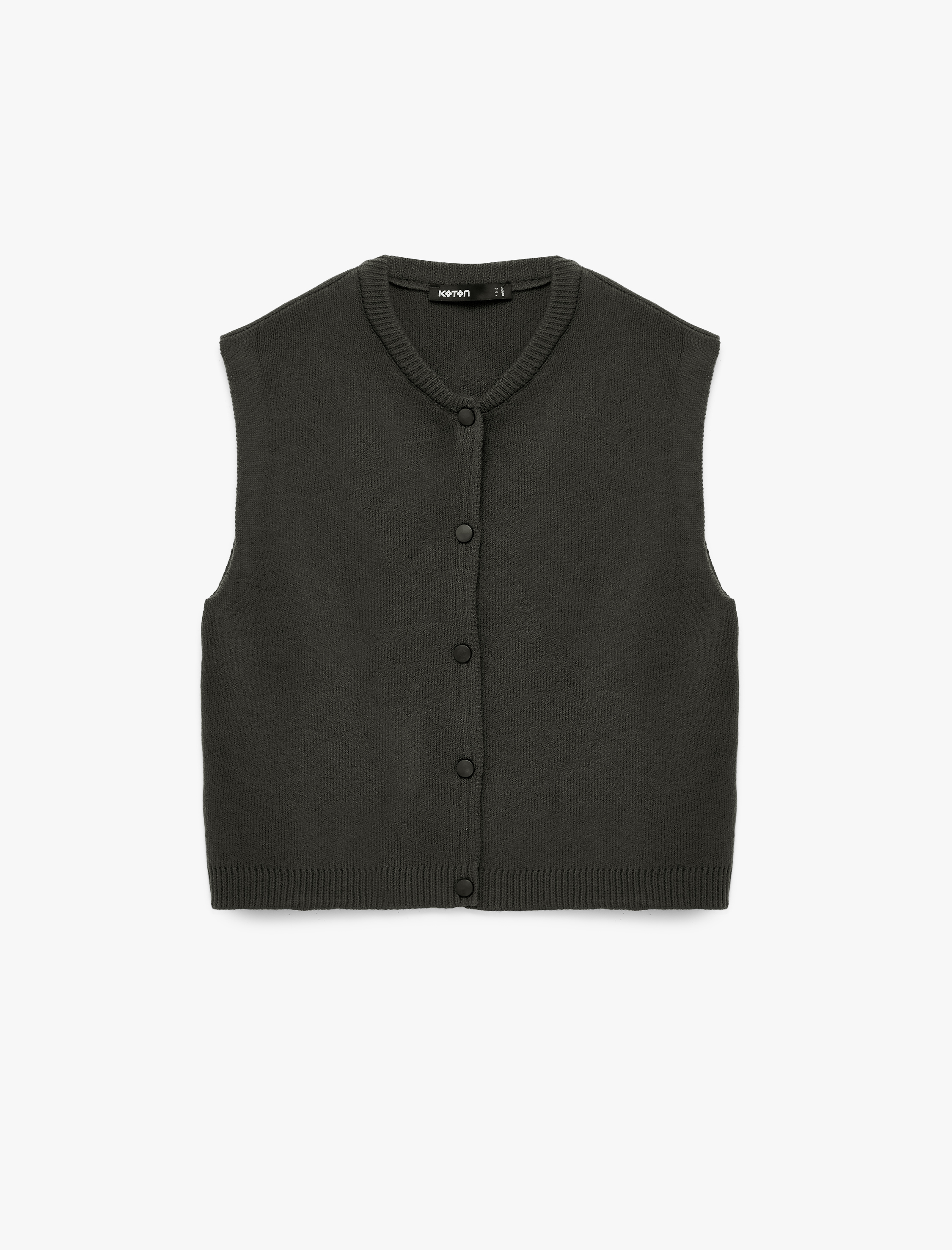   Düğmeli Kolsuz Kolej Yaka Triko Yelek