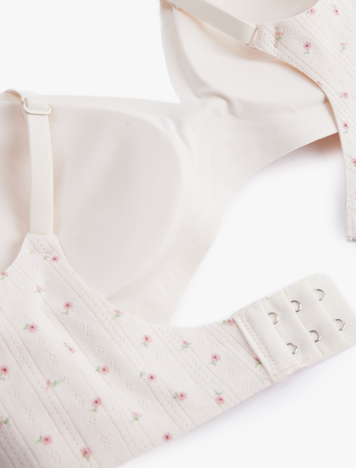  Balensiz Dolgusuz Pamuklu Dokulu Çiçekli Sütyen