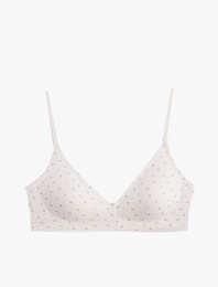 Balensiz Dolgusuz Pamuklu Dokulu Çiçekli Sütyen