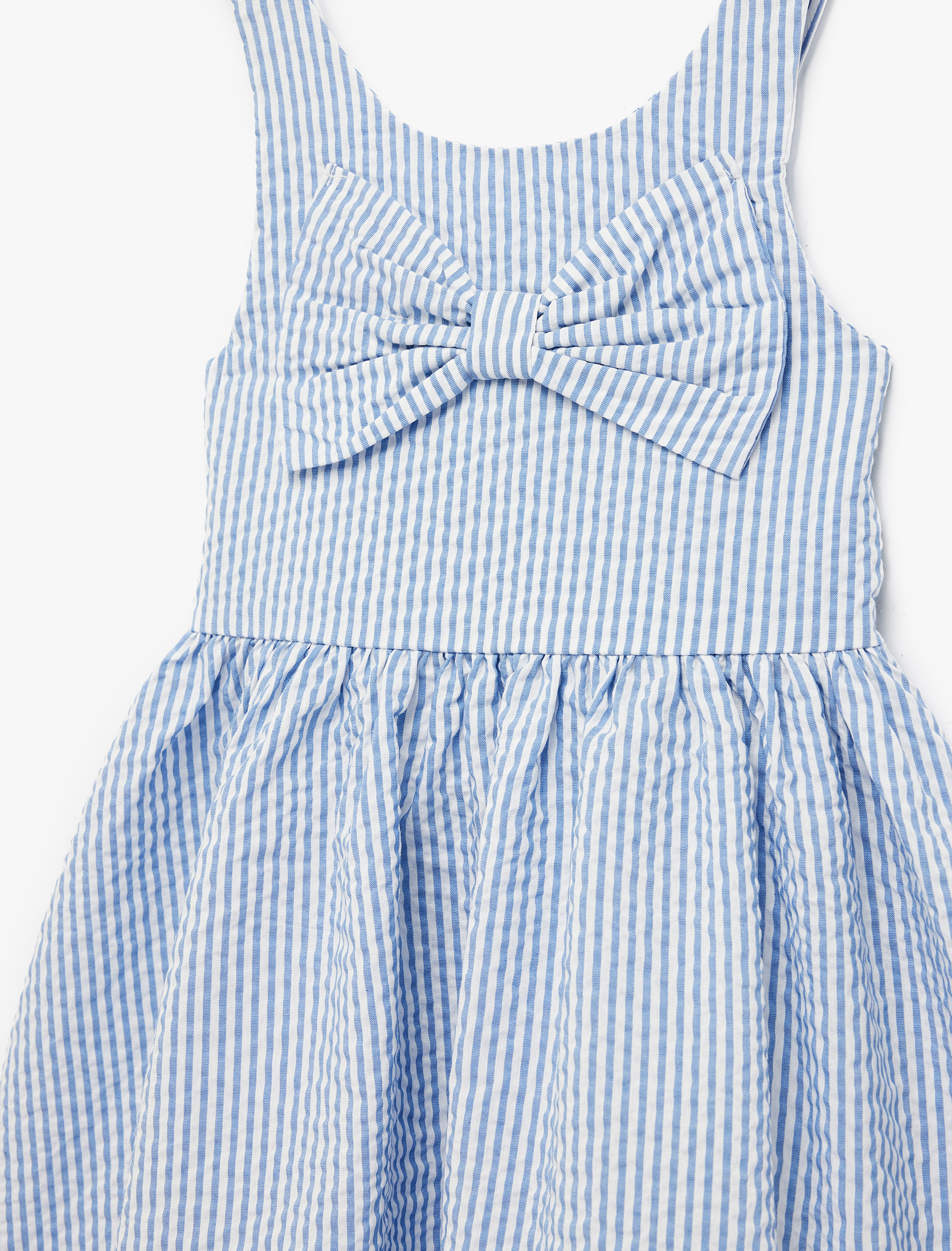  Kız Bebek Fiyonk Detaylı Bisiklet Yaka Çizgili Askılı Elbise